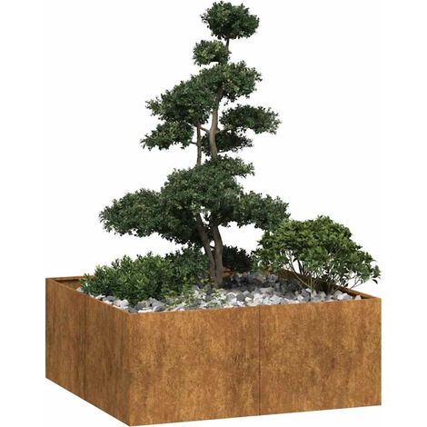 vidaXL Pflanzkübel Rostig 100x100x40 cm Wetterfester Stahl