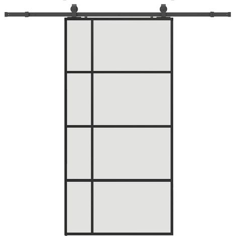 Sliding Door with Hardware Set Black 102.5x205 cm ESG Glass vidaXL