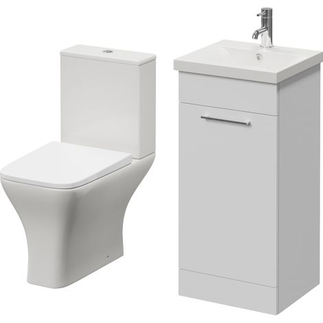 Napoli 390 Gloss White 400mm Single Door Vanity Unit and Kingston Toilet Suite with Glide Basin - 400mm - Chrome 160mm Handle
