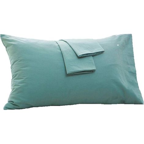 2 Taies Doreiller - 50x70 Cm - 100% Coton - Anti-Acariens - Pour Maison Et Hotel - Vert (1/4)