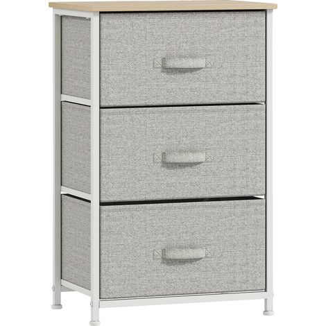 Commode, Tiroirs en Tissu, Cadre en Acier, Gris clair (1/5)