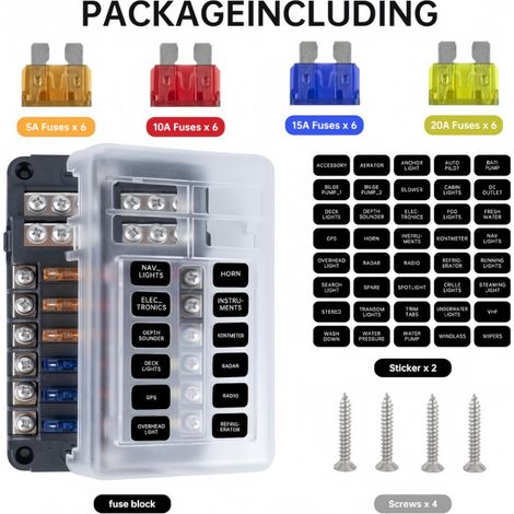 12-way waterproof fuse box with LED indicator marine negative terminal fuse box suitable for DC 12-24V. (1/4)