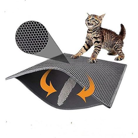 Katzenstreumatte, faltbare, doppellagige, wasserdichte Wabenmatte zum Füttern und leicht zu reinigen (1/3)
