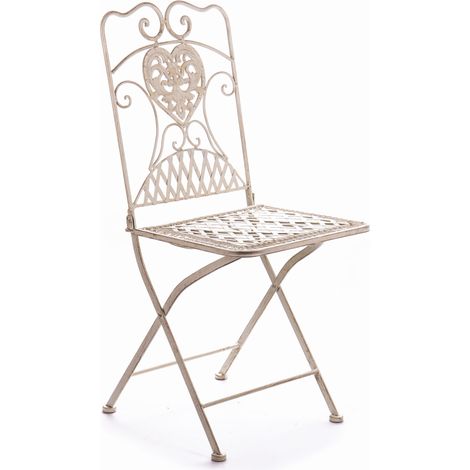 Élégante chaise de jardin style shabby chic couleur écru (1/2)