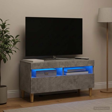 Meuble TV LED Gris béton Bois d'ingénierie (1/5)