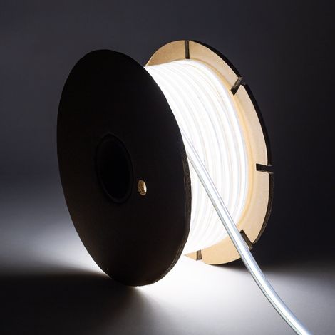 Tira LED Regulable 220V COB Autorrectificada 320 LED/m BOBINA 50m 14W/m 1120lm/m SILICONE FLEX Ancho 10mm Corte 25cm IP65 5000K Blanco Frío