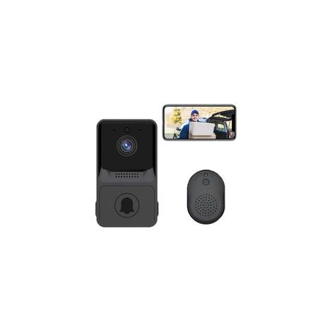 Sonnette sans fil, sonnette vidéo connectée Wi-Fi noire, R (1/5)