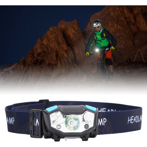 Wiederaufladbare, wasserdichte Stirnlampe mit USB-Anschluss, hohe Helligkeit und Sensor, ideal für Outdoor-Aktivitäten (schwarz). (1/5)