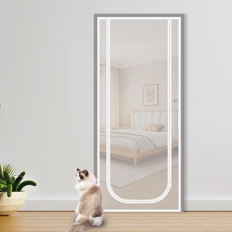 Blanc 90x210 cm Porte moustiquaire renforcée pour Chat,Résistante aux Animaux domestiques,avec Fermeture éclair,Empêche Les Chiens et Les Chats de Sortir de la Maison (1/5)