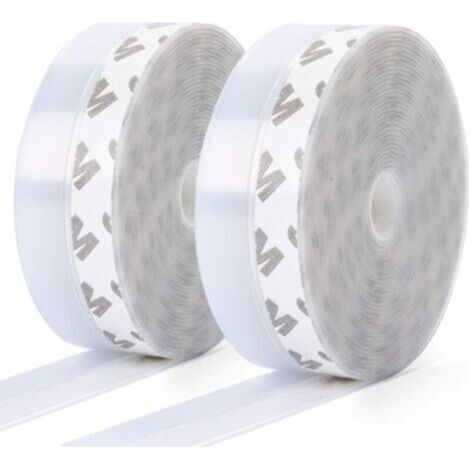 Joints d'étanchéité en silicone, lot de 2, joints autocollants pour bas de porte et fenêtre, transparents, anti-poussière, résistants aux intempéries, insonorisés - (10 m × 35 mm x 10 m) (1/5)