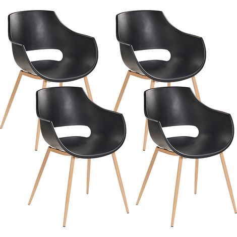 Conjunto de 4 sillas de comedor modernas minimalistas asiento de plástico negro Millers (1/5)