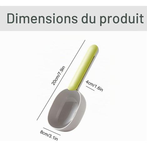 2 PCS Pelle à Nourriture pour Animaux - Pelle pour Aliments Chiens Animaux de Compagnie Poignée avec Clip Sous Chien Chat Livre Pelle Soutirage Cuillère Cuisine (Indigo + poussière, gris vert) (1/5)