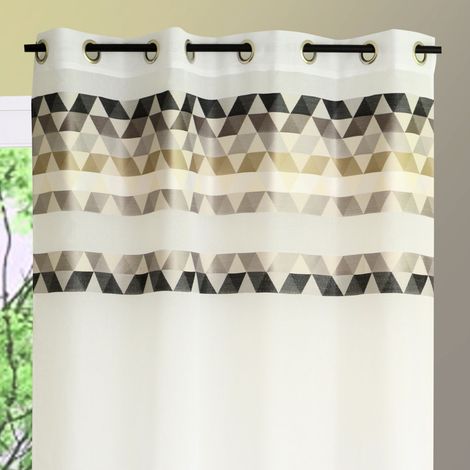 Voilage à parement haut motif de triangles Gris clair 140x240 cm