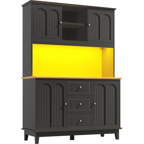 CAIziArmoire haute 120×40×180cm 4p 3t LED APP vitrine salon cuisine (1/5)