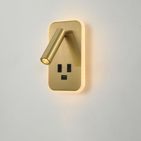Applique murale LED avec 2 interrupteurs et port de chargement USB, réglable pour chambre et salon, 3000K (3W + 10W). (1/5)
