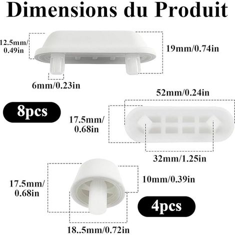 Lot de 12 tampons de siège de toilette, en plastique, compatibles avec la plupart des sièges de toilette, offrent une absorption des chocs et une réduction du bruit (1/5)