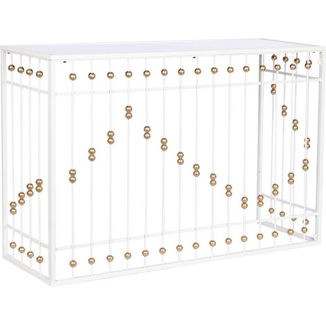 Console élégance métal blanc et touche dorée - Blanc doré (1/5)