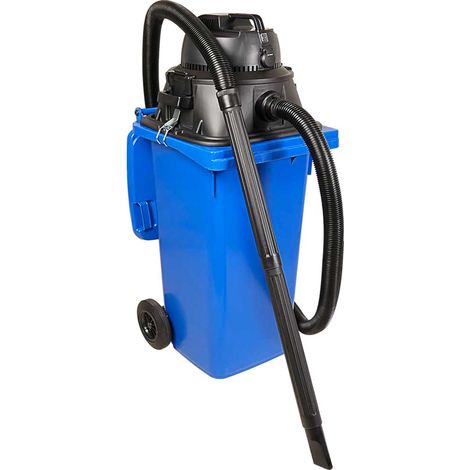 BRB Nass-/Trockensauger/Industriesauger 1100 Watt, mit 120 Liter Behälter (DIN Mülltonne) blau, inkl. zusätzl. Steckdosenanschluss (1/2)