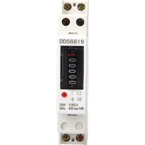 Compteur électrique monophasé 1P 230V DDS6619-001-5(60)A sur rail DIN, mesure d'énergie pour appareils domestiques. (1/5)