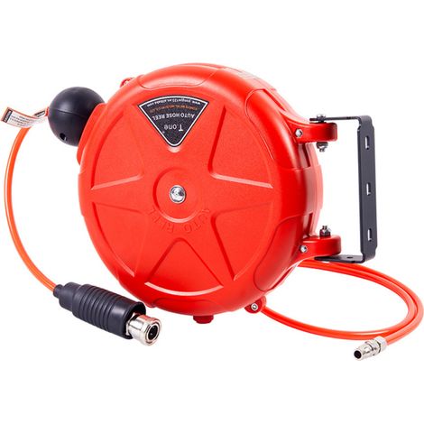 Enrouleur de tuyau d'arrosage automatique rétractable de 8 mm pour lavage de voiture et arrosage de jardin. Support mural pour tuyau d'arrosage haute pression. Rouleau autobloquant. (1/5)