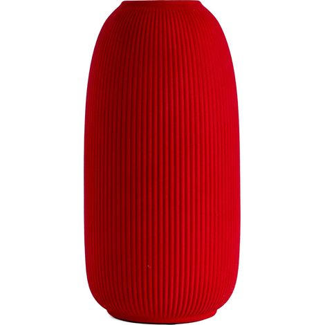 Vaso Decorativo Moderno da Interno in Ceramica – Collezione Design Elegante per Arredo Casa,Vasi Da Soggiorno, Tavolo o Salotto Soprammobile Di Design Anfora Rigata - Rosso effetto Velluto