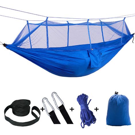 Filiyano-Hamac de camping double portable, hamac de voyage, lit suspendu (bleu) (1/3)