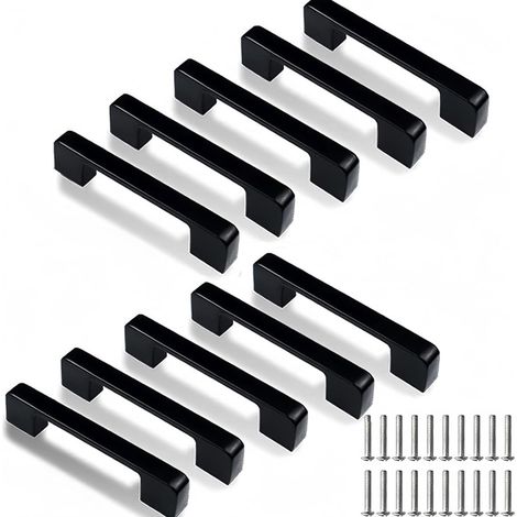 10 tiradores de aluminio negro mate para muebles de cocina, baño y armarios.
