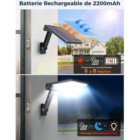 Solarbetriebene LED-Außenleuchte mit Bewegungsmelder, 3 einstellbaren Modi, IP65 wasserdicht, leistungsstarke Straßenbeleuchtung mit Fernbedienung (2 Stück) (1/5)