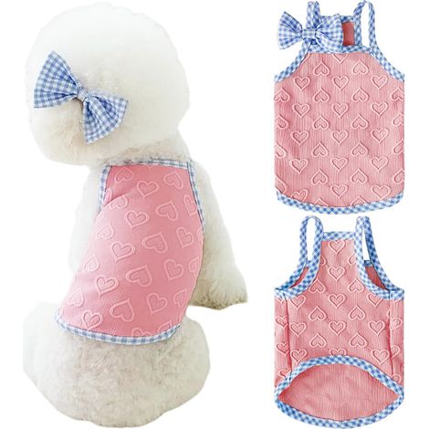 Title en français pour ManoMano : Vêtement d'été pour chien et chat - Débardeur respirant et extensible avec motif cœur et nœud papillon pour petits animaux (1/5)