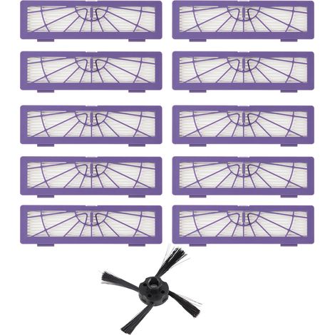 Ersatzfilter mit Reinigungsbürste für Neato BotVac D3, D5, D70, D75, D80, D85 – ABS, 20,1 x 5 cm, 10er-Packung (1/5)