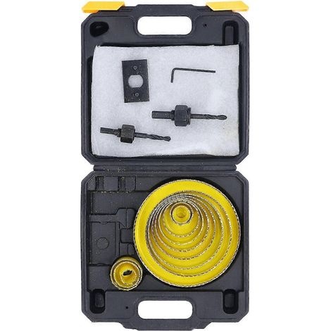 16-teiliges Lochsägen-Set, gelb, 19–127 mm, Elektriker-Lochsägen-Set für PVC-Platten und Kunststoff