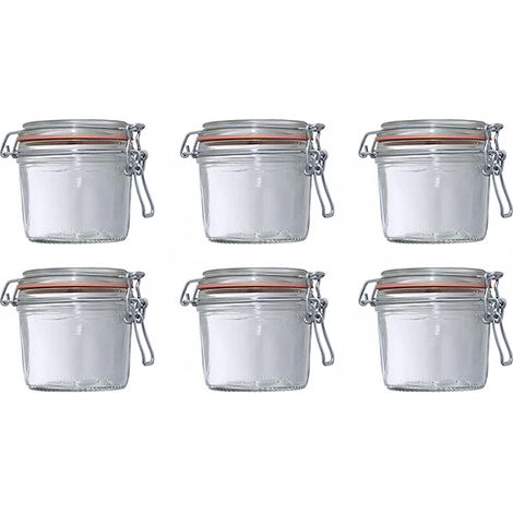 Lot de 6 bocaux à terrine 350g – En verre – Diamètre 8.5 cm – Fermeture à canette – Pour plats cuisinés maison – Le Parfait (1/10)