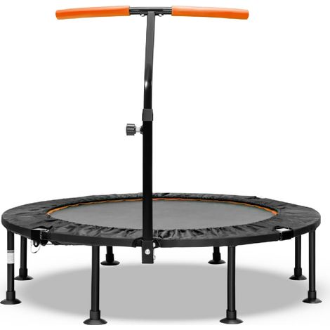 45'' Foldable Trampoline, Fitness Rebounder with Adjustable T-Shaped Handrail and Anti-Slip Foot Pad, Mini Exercise Trampoline for Kids Adult (1/5)