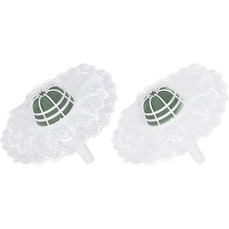 Porte-Bouquet de Mariée Blanc 2 Ensembles Dentelle Ambiance Noël (1/5)