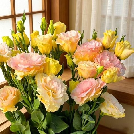 5000 graines de lisianthus champagne - Floraison originale et colorée, facile à cultiver, idéal pour jardin et pots décoratifs