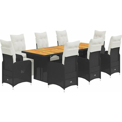 Maison Exclusive - 9-tlg. Garten-Bistro-Set mit Kissen Schwarz Po (1/5)