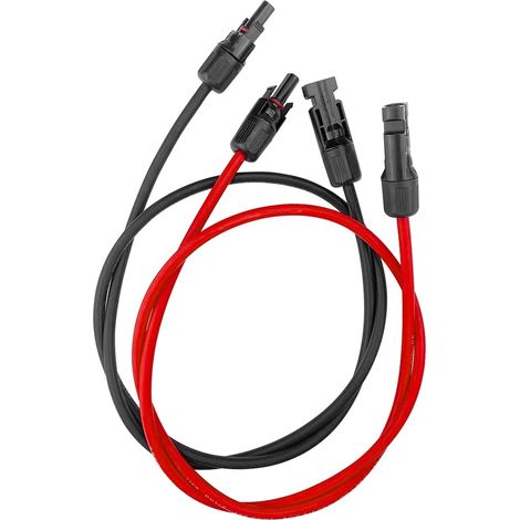 Câble d'extension pour panneaux solaires avec fiches photovoltaïques mâles et femelles systèmes à paire AWG10 6 mm² 1 m (1/2)