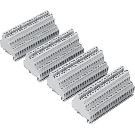Jeu de 100 borniers de jonction DIN rail double rangée, barre en cuivre, 500V 32A UKK-5, connecteurs électriques modulaires pour armoire, câblage industriel, fixation rapide sur rail. (1/5)