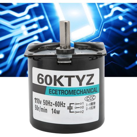 XD60KTYZ+ Wechselstrom-Synchronmotor mit Halterung, 14 W, Permanentmagnet, niedrige Drehzahl, bidirektional, hohes Drehmoment und Exzenterwelle, 50 U/min, 110 V Wechselstrom. (1/5)