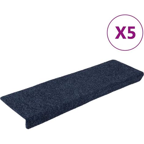 Tapis d'escalier auto-adhésifs, lot de 5, 65 x 21 x 4 cm, anthracite, bord rectangulaire (1/5)