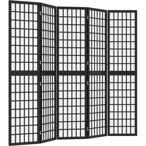Biombo plegable de 5 paneles 200 x 170 cm madera de abeto y papel de arroz DEC031183 (1/5)