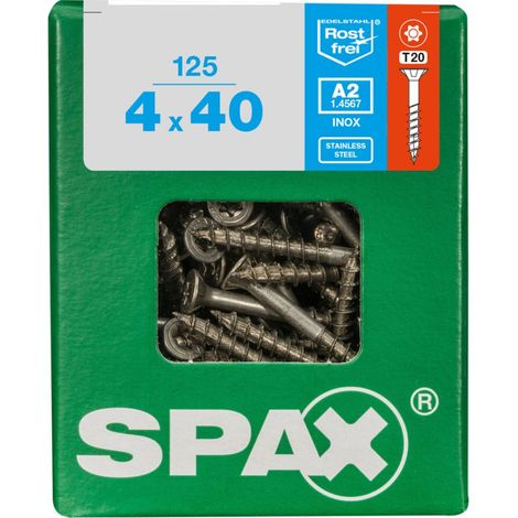 SPAX Edelstahlschraube, 4 x 40 mm, 125 Stück, Teilgewinde, Senkkopf, T-STAR plus T20, 4CUT - 4197000400407 (1/2)