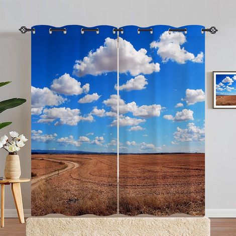 Rideau Occultant Nature Paysage Ouest Ferme Rideau Thermique Isolant Tenture Opaque à Oeillets Draperies Intérieurs pour Maison Chambre Salon 2 Panneaux L 140 x H 280 cm - 140L X 280H cm (2 Panneaux) (1/5)