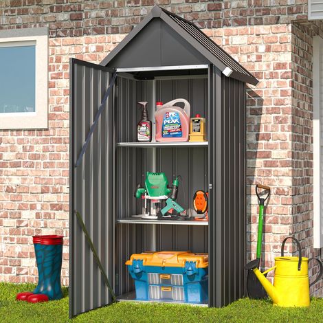 Armoire de jardin en métal avec socle et serrure, gris (1/5)