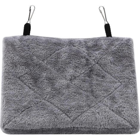 Hamac suspendu en peluche douce pour oiseaux et perroquets, lit d'hiver chaud, jouet pour animaux de compagnie (Gris M) (1/2)