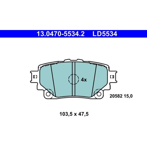 Kit de plaquettes de frein, frein à disque ATE 13.0470-5534.2 LEXUS 04466-02430