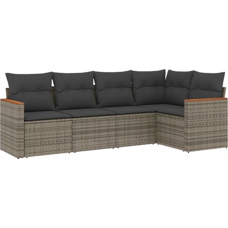 Maison Exclusive - 5-tlg. Garten-Sofagarnitur mit Kissen Grau Pol
