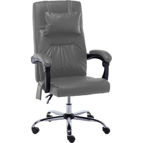 vidaXL Silla de oficina de masaje de cuero sintético gris antracita (1/5)