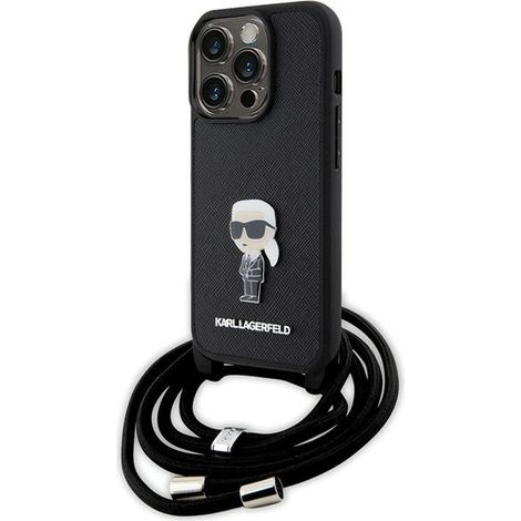 Karl Lagerfeld Crossbody Saffiano Schwarze iPhone 15 Pro Hülle (1/5)