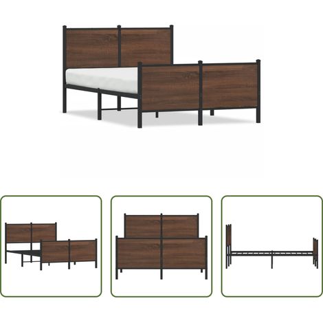 Metallbettgestell -  Metallbett ohne Matratze Braun Eichen-Optik 120x190 cm (1/5)
